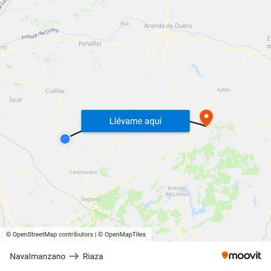 Navalmanzano to Riaza map