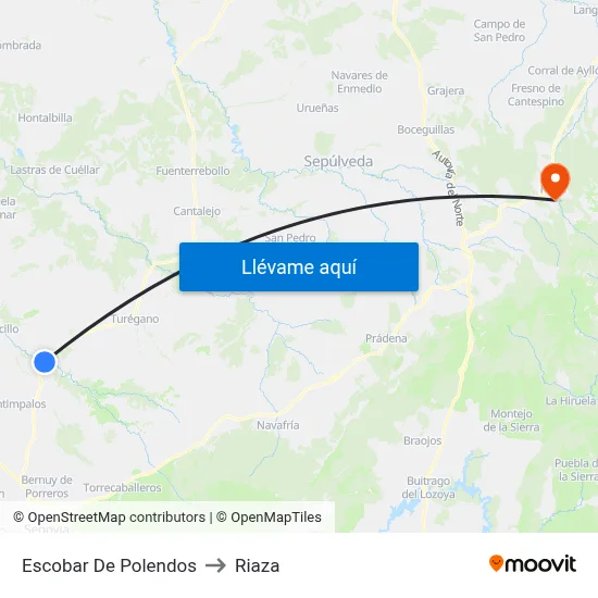 Escobar De Polendos to Riaza map