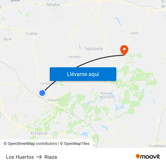 Los Huertos to Riaza map
