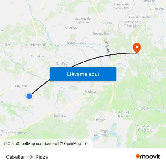 Caballar to Riaza map