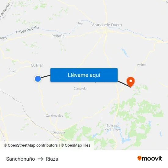 Sanchonuño to Riaza map