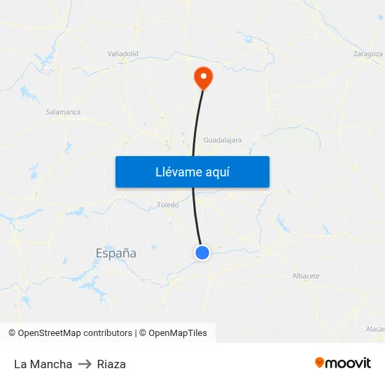 La Mancha to Riaza map
