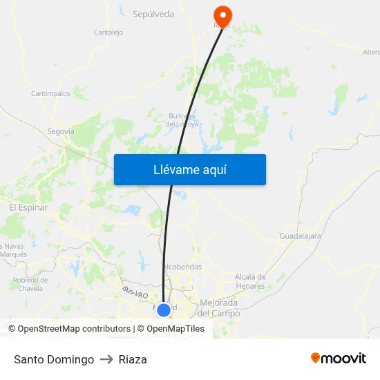 Santo Domingo to Riaza map