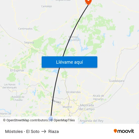 Móstoles - El Soto to Riaza map