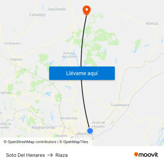 Soto Del Henares to Riaza map