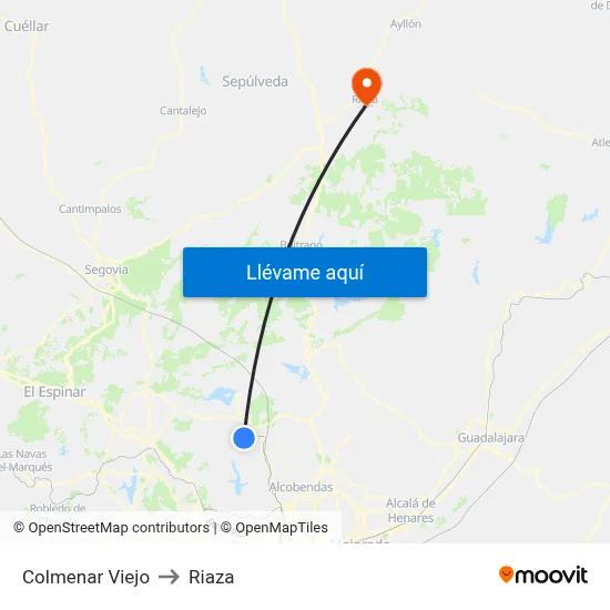 Colmenar Viejo to Riaza map