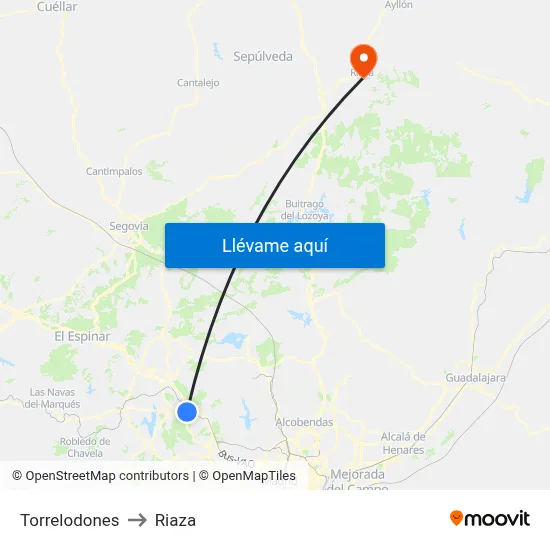 Torrelodones to Riaza map