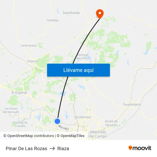 Pinar De Las Rozas to Riaza map