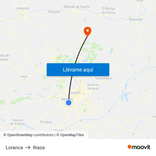 Loranca to Riaza map