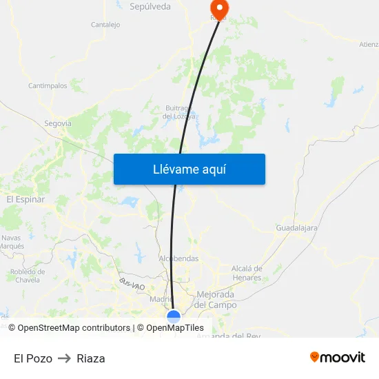 El Pozo to Riaza map