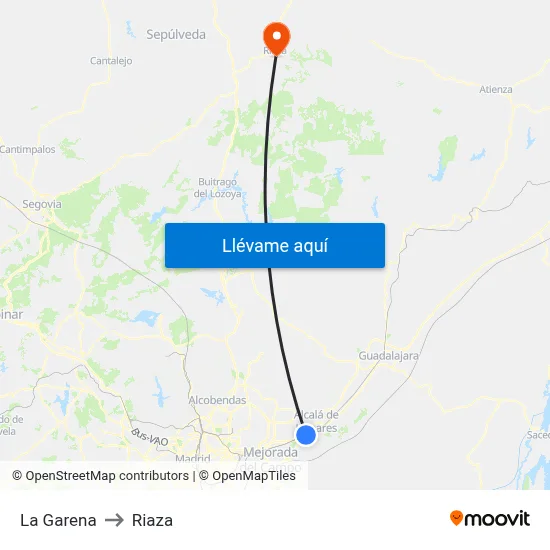 La Garena to Riaza map