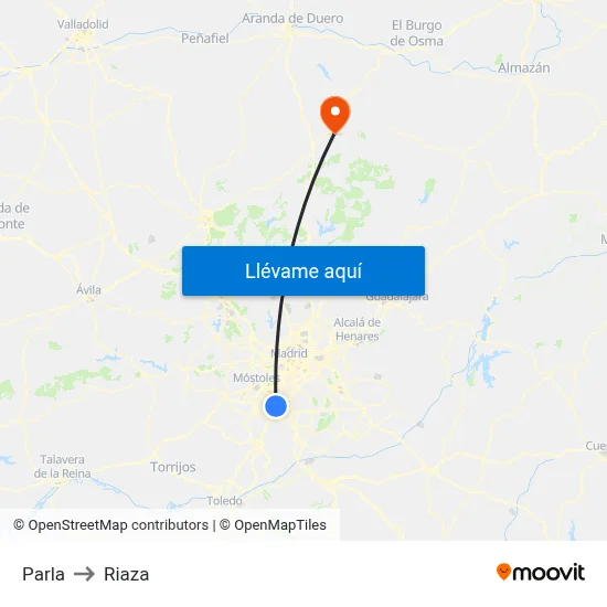 Parla to Riaza map