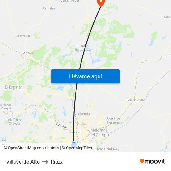 Villaverde Alto to Riaza map