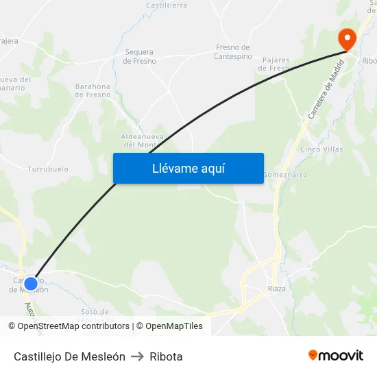 Castillejo De Mesleón to Ribota map