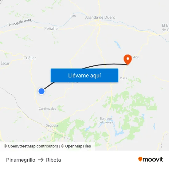 Pinarnegrillo to Ribota map