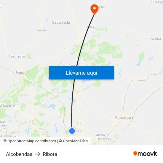 Alcobendas to Ribota map