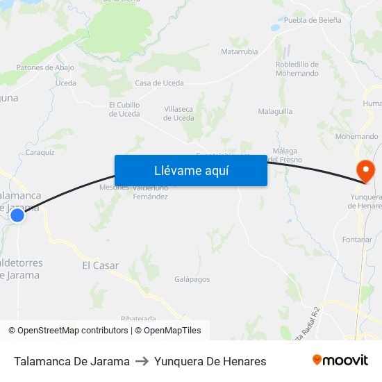 Talamanca De Jarama to Yunquera De Henares map