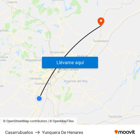 Casarrubuelos to Yunquera De Henares map