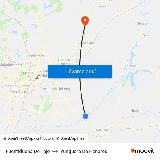 Fuentidueña De Tajo to Yunquera De Henares map