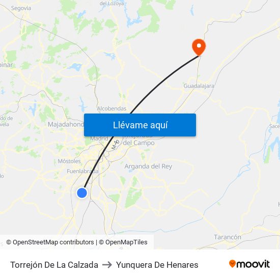 Torrejón De La Calzada to Yunquera De Henares map