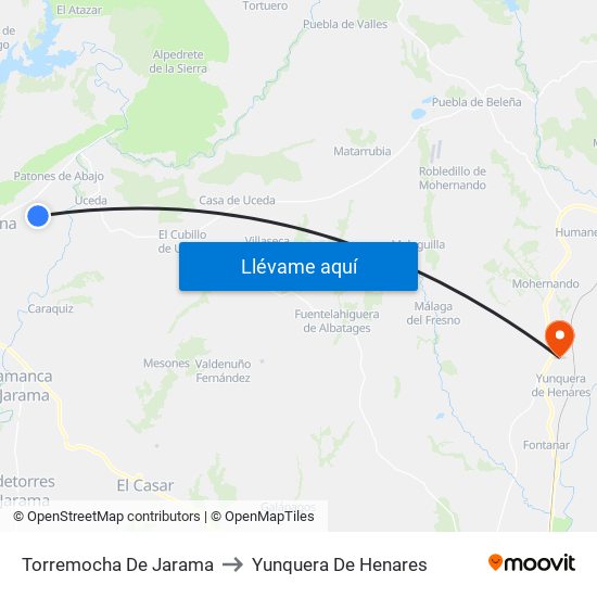 Torremocha De Jarama to Yunquera De Henares map