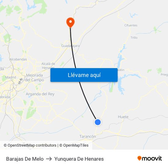Barajas De Melo to Yunquera De Henares map