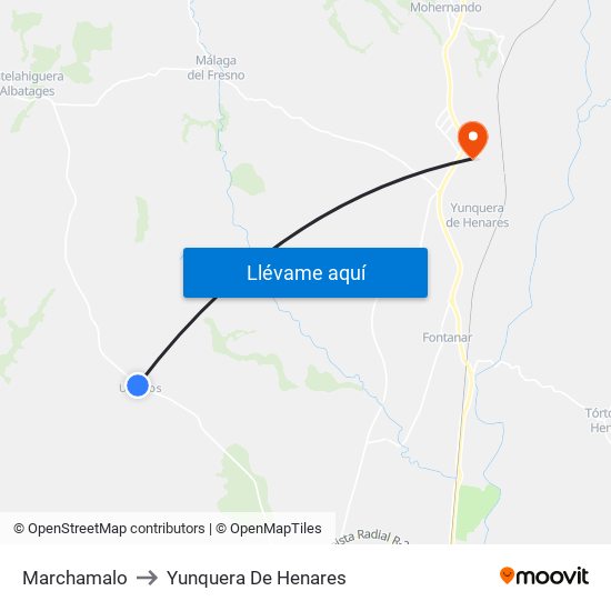 Marchamalo to Yunquera De Henares map