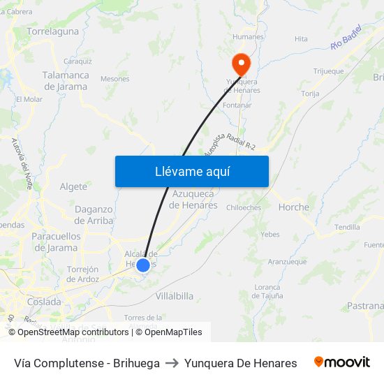 Vía Complutense - Brihuega to Yunquera De Henares map