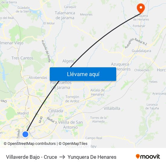 Villaverde Bajo - Cruce to Yunquera De Henares map