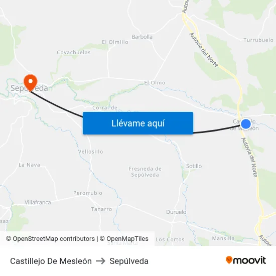 Castillejo De Mesleón to Sepúlveda map