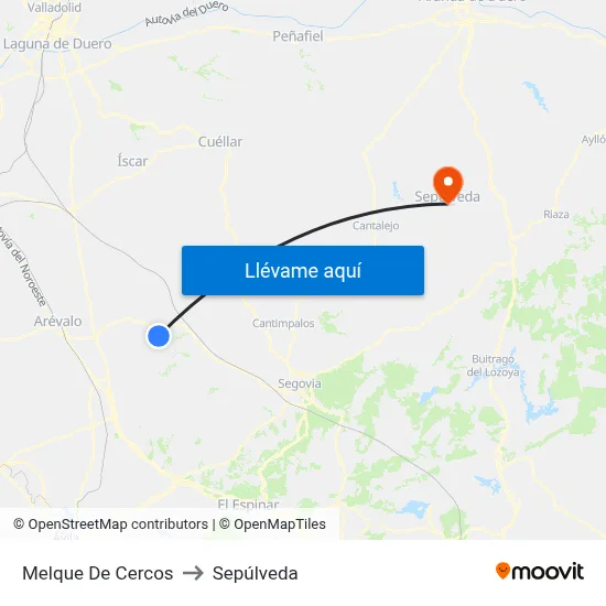 Melque De Cercos to Sepúlveda map