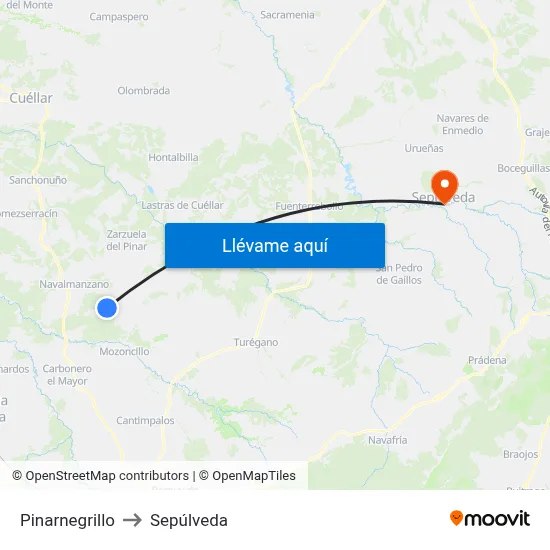 Pinarnegrillo to Sepúlveda map