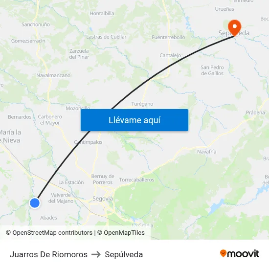 Juarros De Riomoros to Sepúlveda map