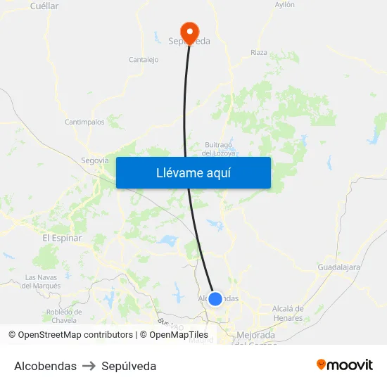 Alcobendas to Sepúlveda map