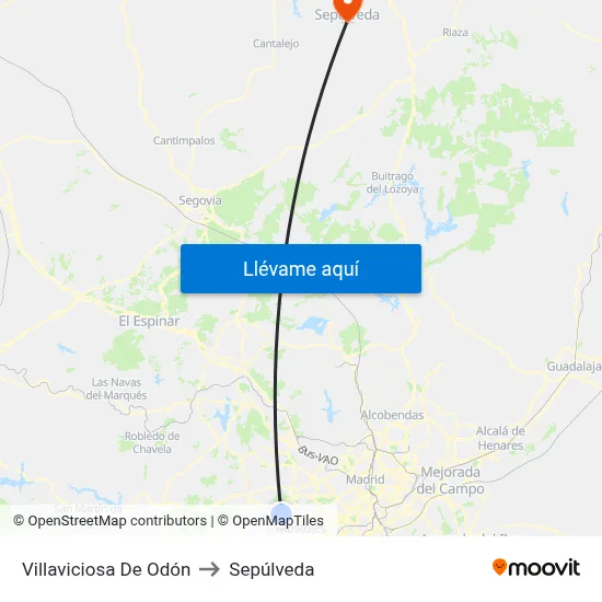 Villaviciosa De Odón to Sepúlveda map