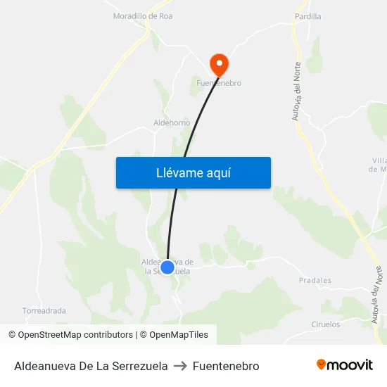 Aldeanueva De La Serrezuela to Fuentenebro map