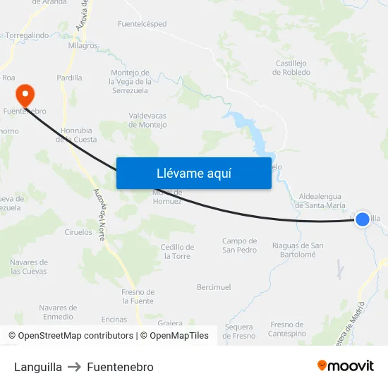 Languilla to Fuentenebro map