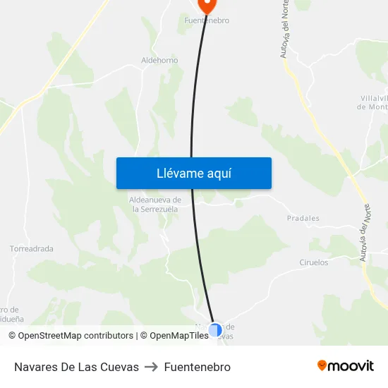 Navares De Las Cuevas to Fuentenebro map