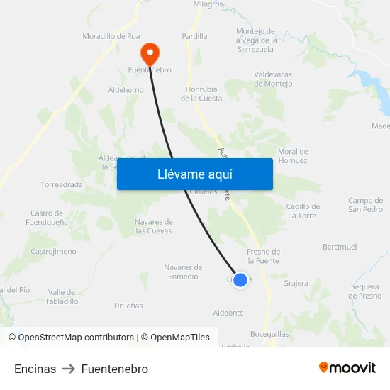 Encinas to Fuentenebro map