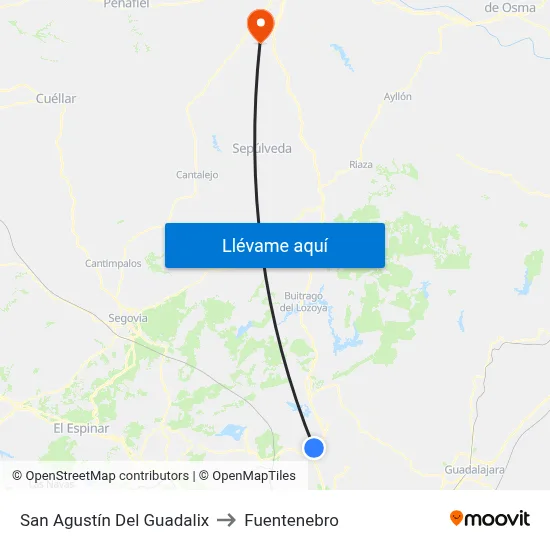 San Agustín Del Guadalix to Fuentenebro map