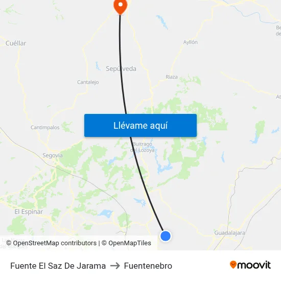 Fuente El Saz De Jarama to Fuentenebro map