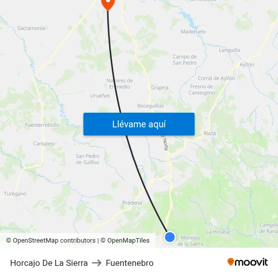 Horcajo De La Sierra to Fuentenebro map