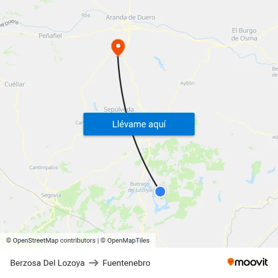 Berzosa Del Lozoya to Fuentenebro map