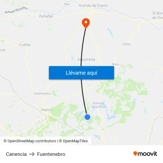Canencia to Fuentenebro map