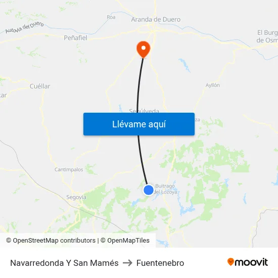 Navarredonda Y San Mamés to Fuentenebro map