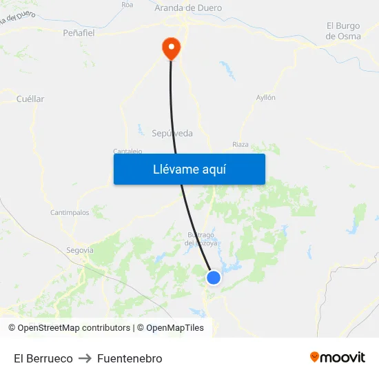El Berrueco to Fuentenebro map