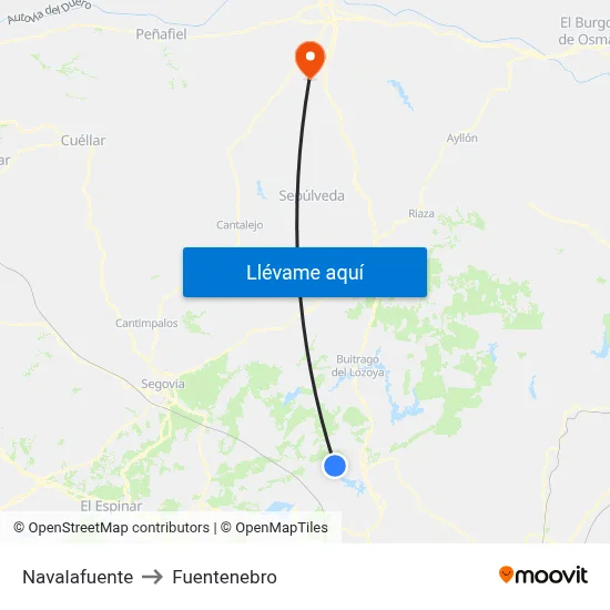 Navalafuente to Fuentenebro map