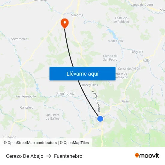 Cerezo De Abajo to Fuentenebro map