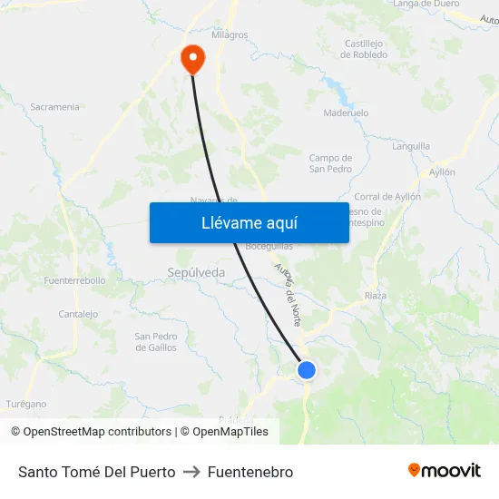 Santo Tomé Del Puerto to Fuentenebro map