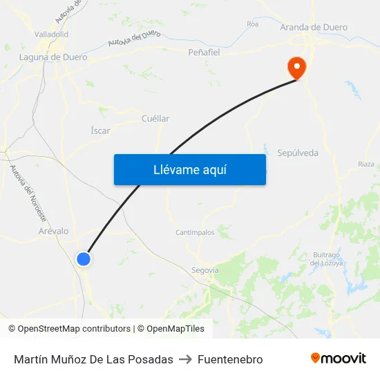 Martín Muñoz De Las Posadas to Fuentenebro map